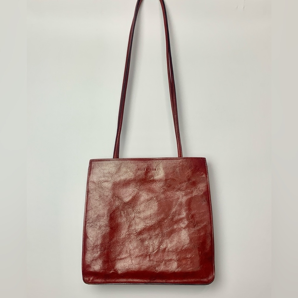 Wilson's Leather Pelle Studio Red Italian Leather Purse Tote Shoulder Bag